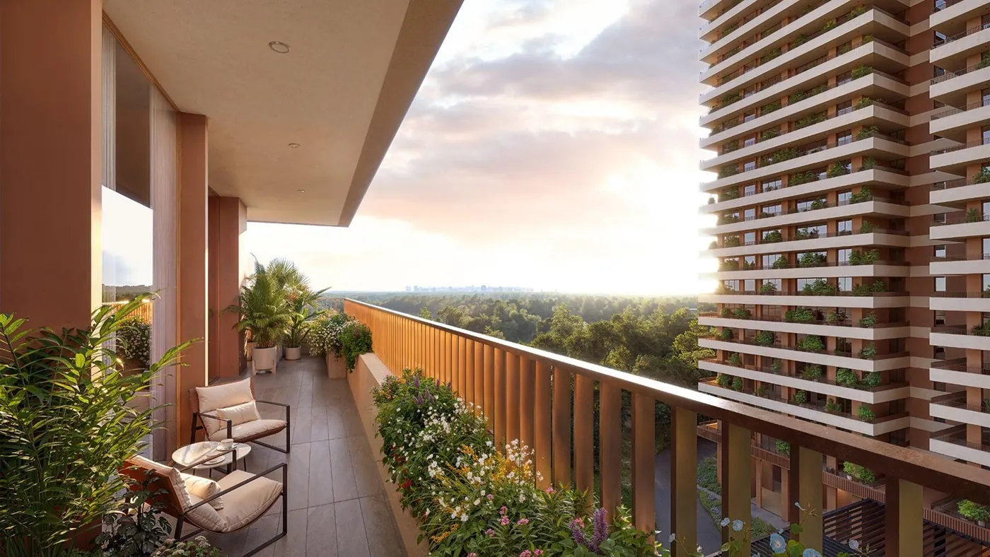 Luxury residence balcony with expansive view